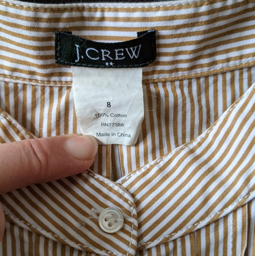 J. Crew popover pinstripe blouse